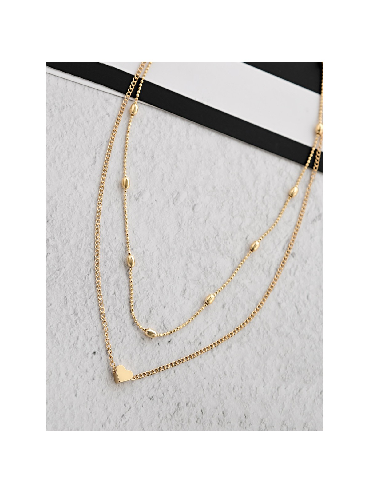 Charming beauty double layered Heart necklace