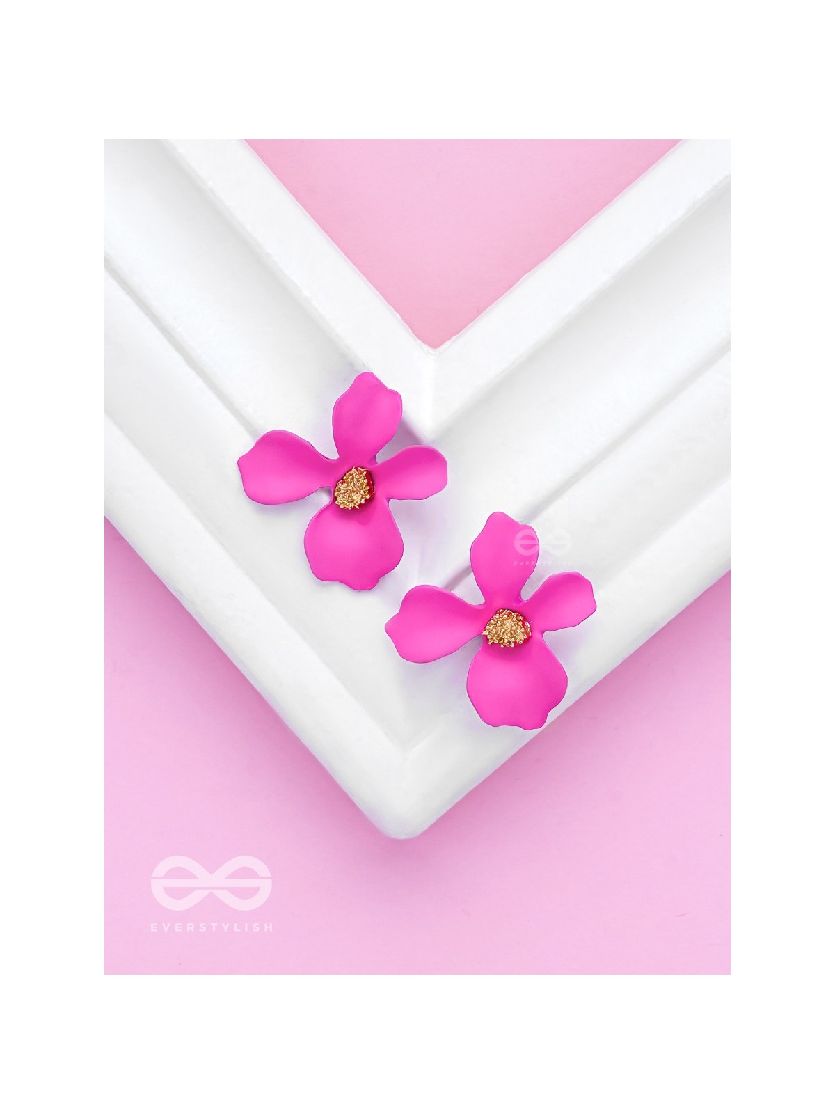 The Floral Finesse - Gorgeous Statement Studs (Cerise Pink)