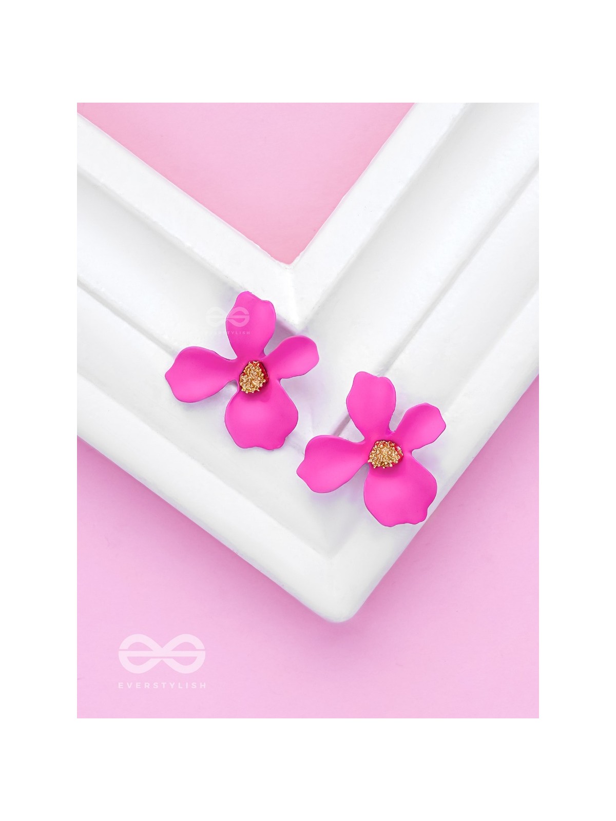 The Floral Finesse - Gorgeous Statement Studs (Cerise Pink)