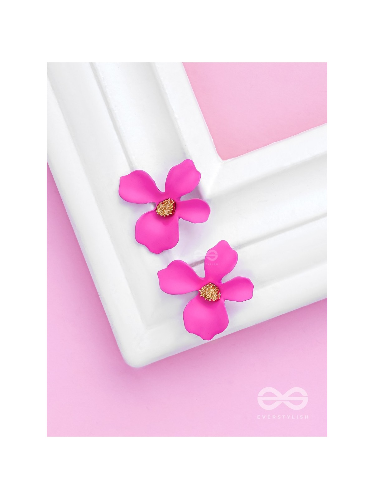 The Floral Finesse - Gorgeous Statement Studs (Cerise Pink)