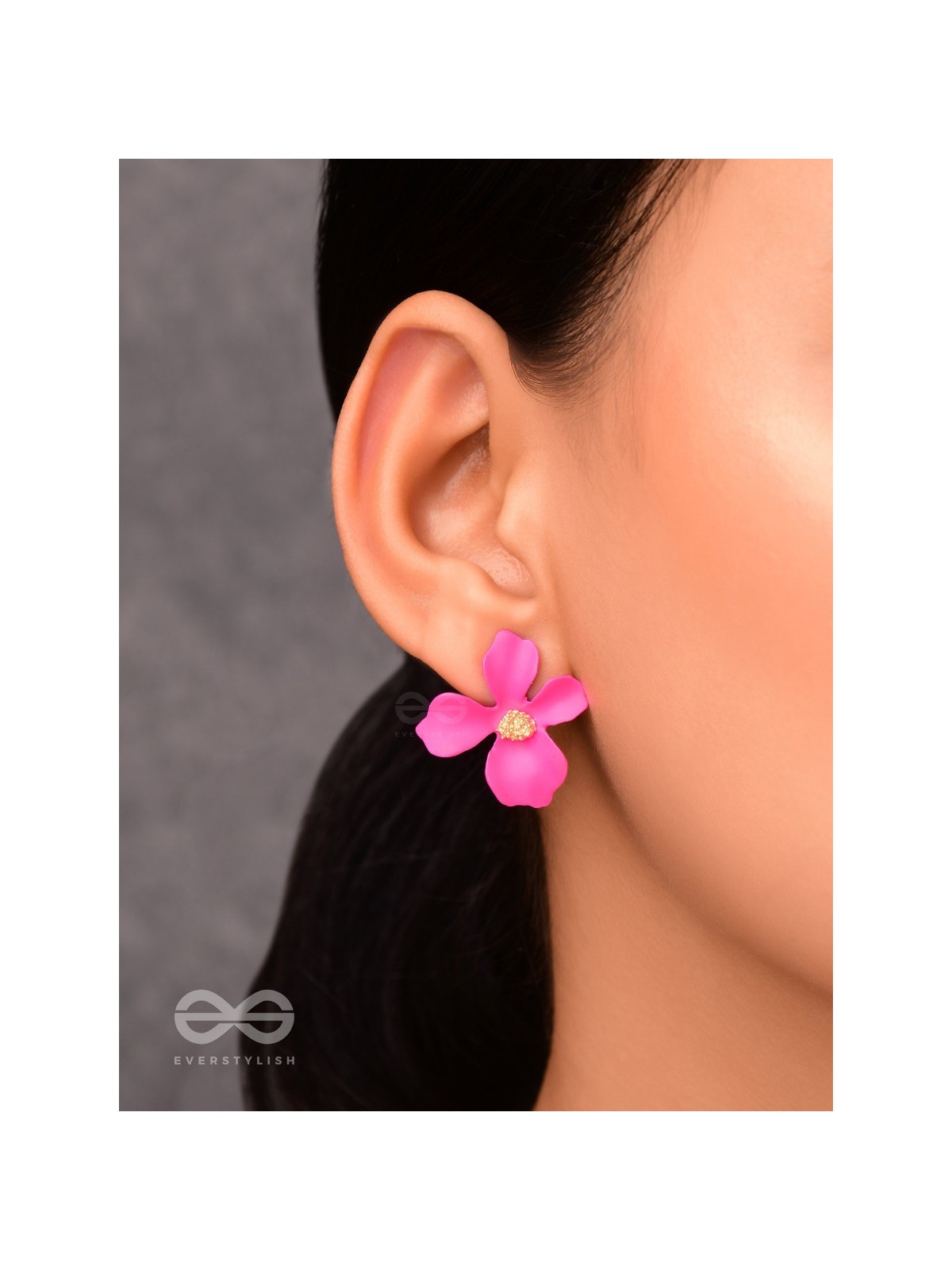The Floral Finesse - Gorgeous Statement Studs (Cerise Pink)