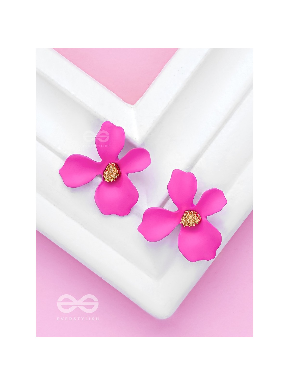 The Floral Finesse - Gorgeous Statement Studs (Cerise Pink)