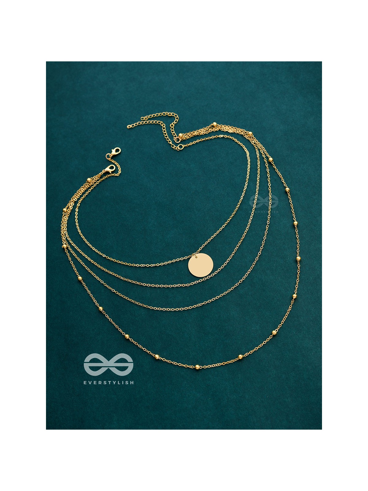 A Dainty Desire - Golden Multilayered Set of two Necklaces