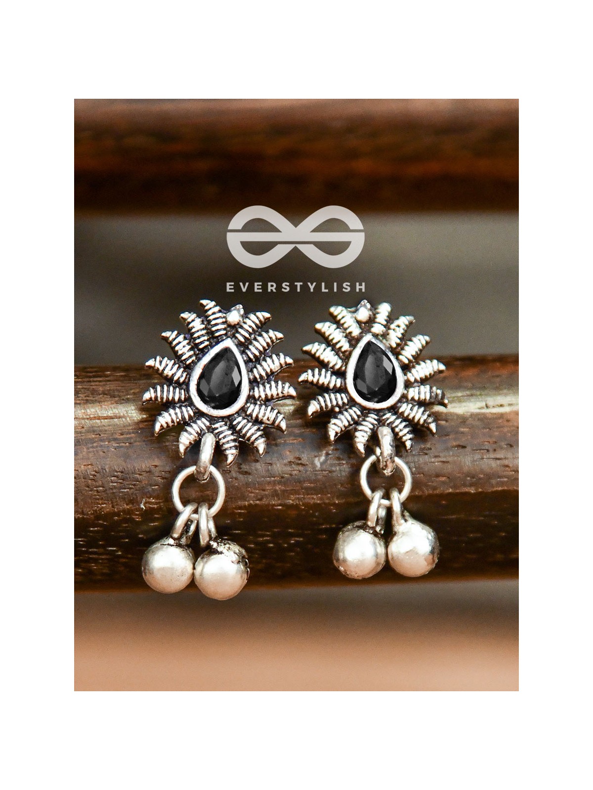 The Flared Droplet Studs (Onyx Black) - The Melodious Ghungroo Collection