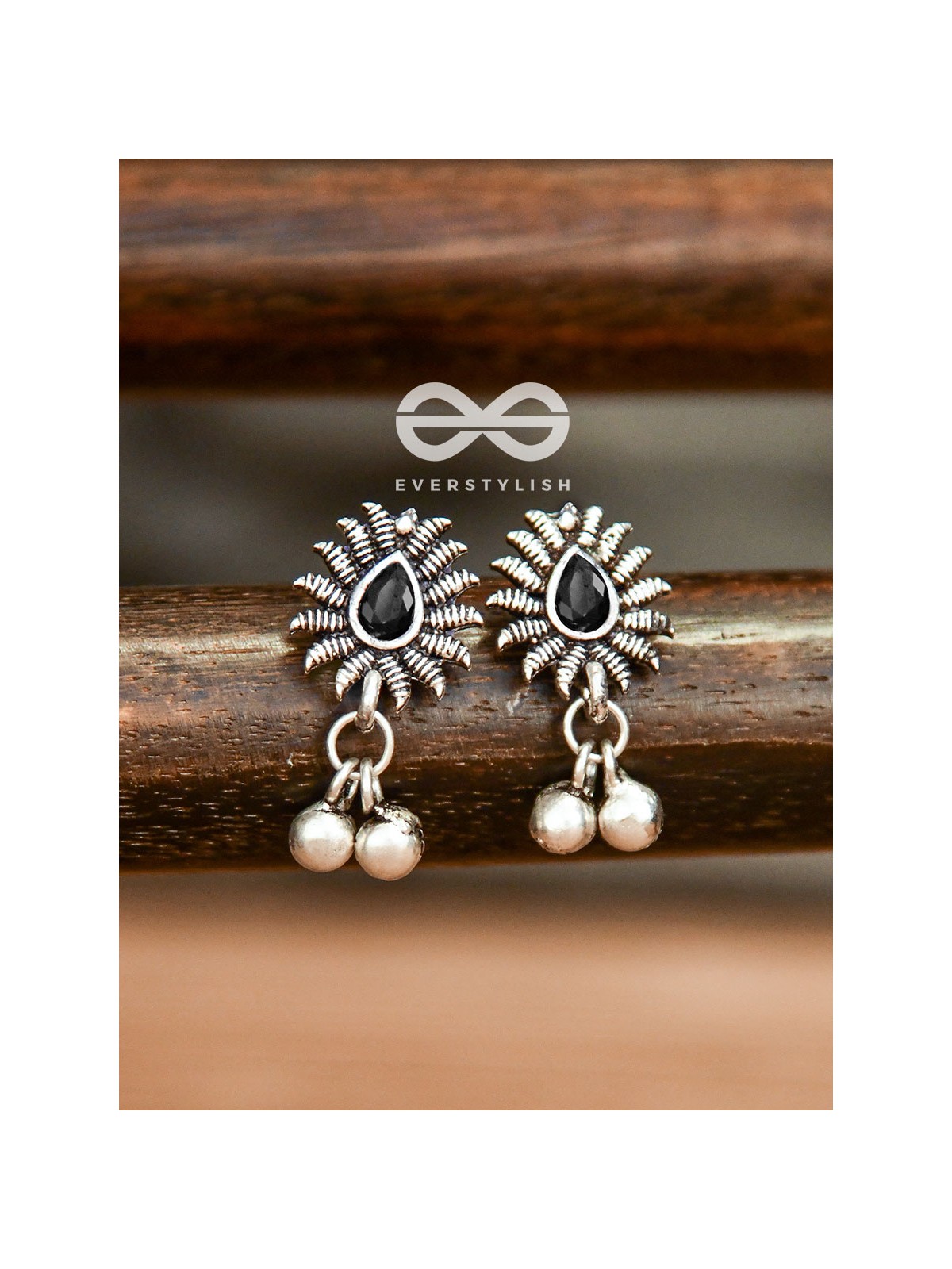 The Flared Droplet Studs (Onyx Black) - The Melodious Ghungroo Collection