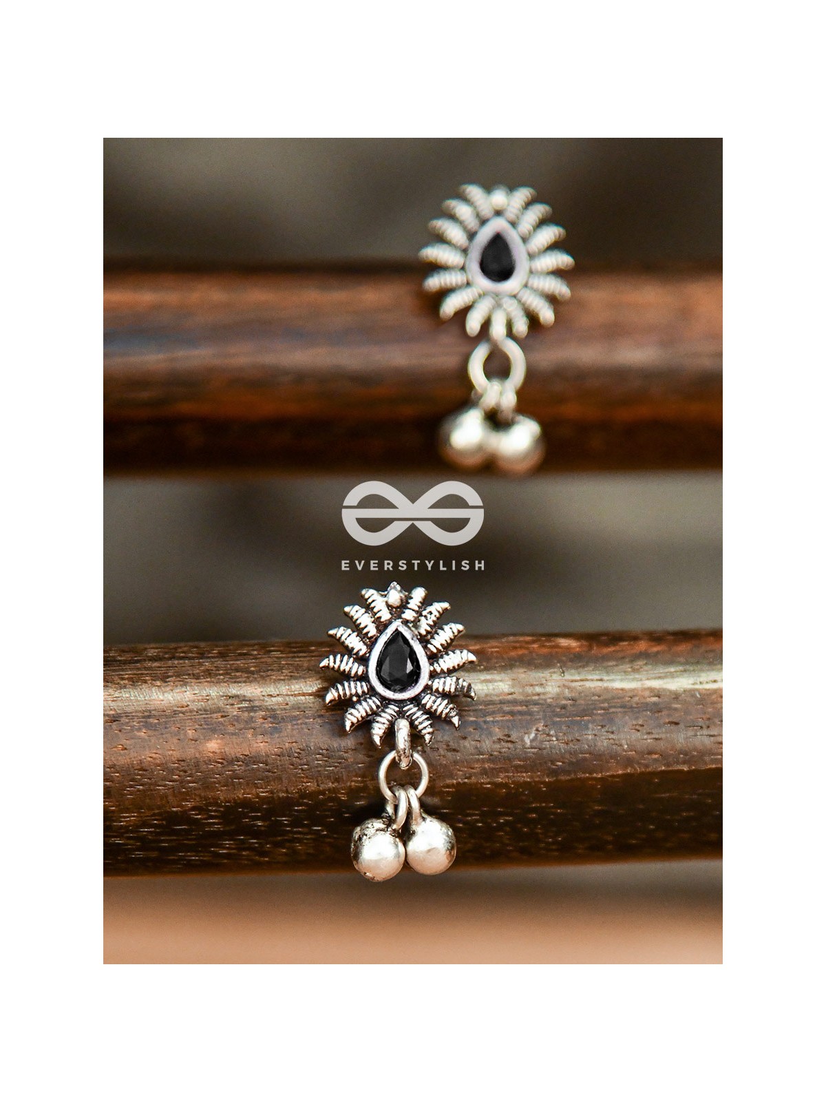 The Flared Droplet Studs (Onyx Black) - The Melodious Ghungroo Collection