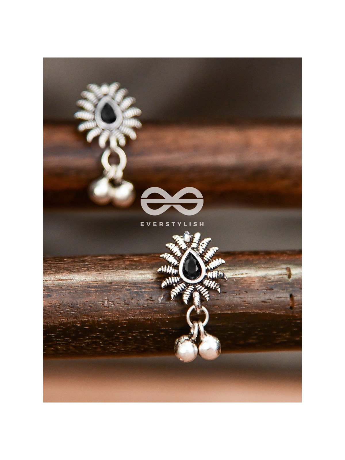 The Flared Droplet Studs (Onyx Black) - The Melodious Ghungroo Collection