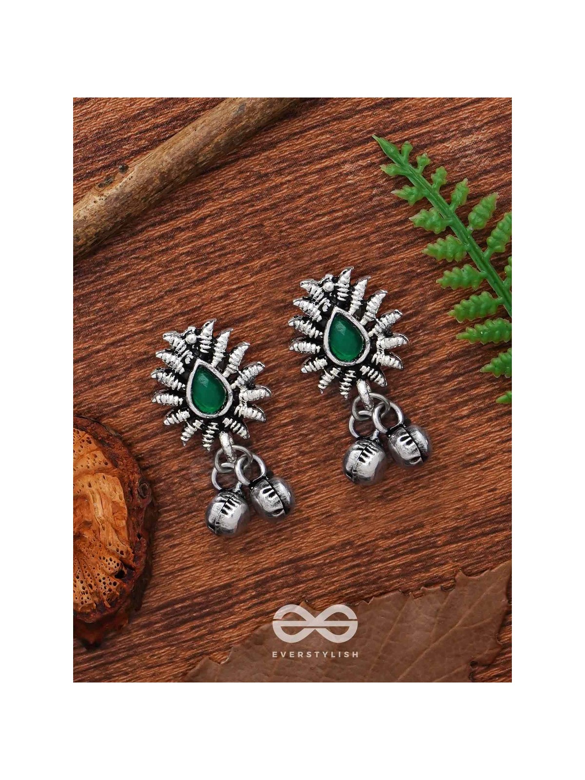 The Flared Droplet Studs (Emerald Green) - The Melodious Ghungroo Collection
