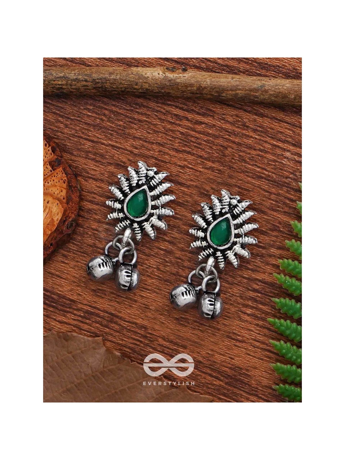 The Flared Droplet Studs (Emerald Green) - The Melodious Ghungroo Collection