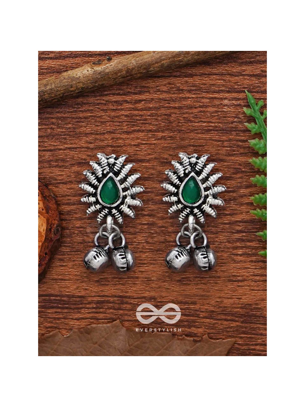 The Flared Droplet Studs (Emerald Green) - The Melodious Ghungroo Collection
