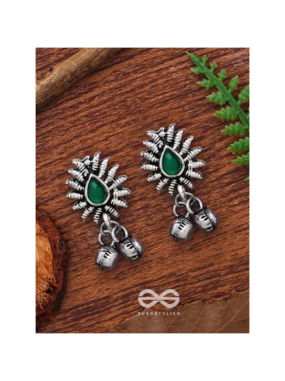 The Flared Droplet Studs (Emerald Green) - The Melodious Ghungroo Collection
