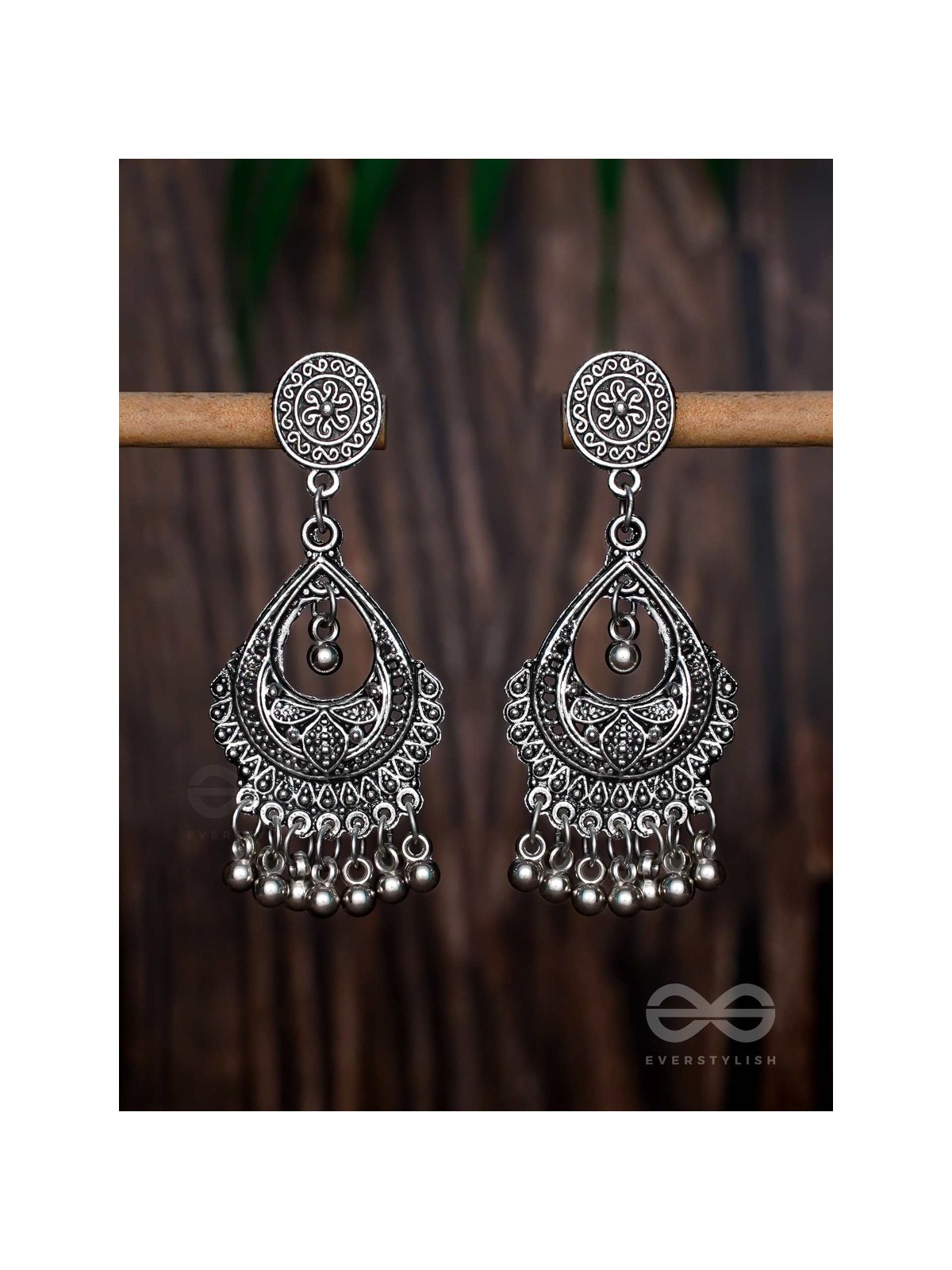 The Ethnic Intricate Delight - Oxidised Boho Earrings
