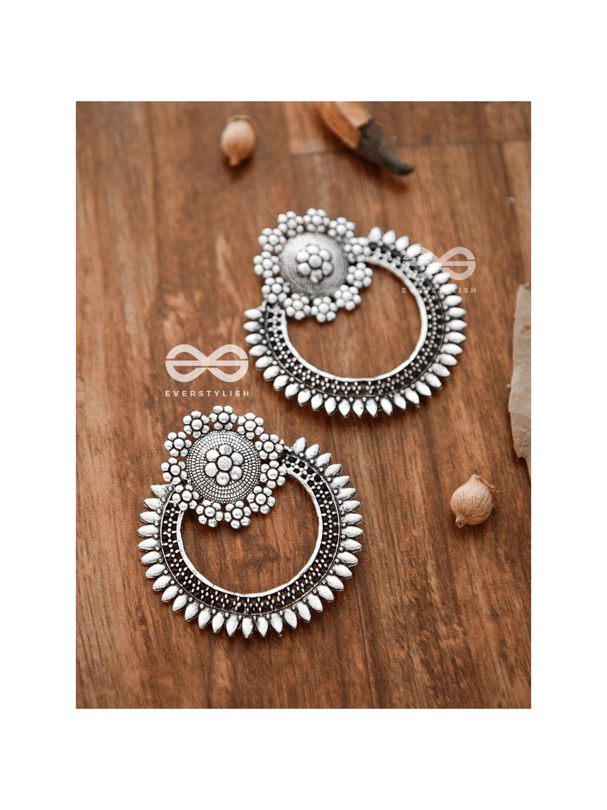 The Beauteous Eclipse - Oxidised Boho Earrings