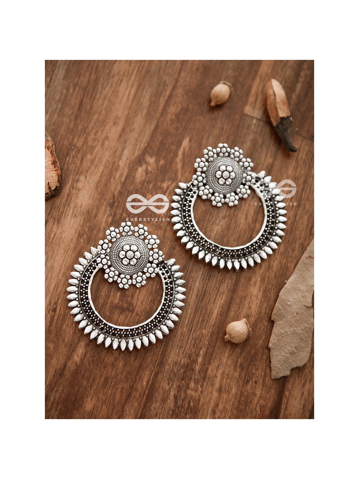 The Beauteous Eclipse - Oxidised Boho Earrings