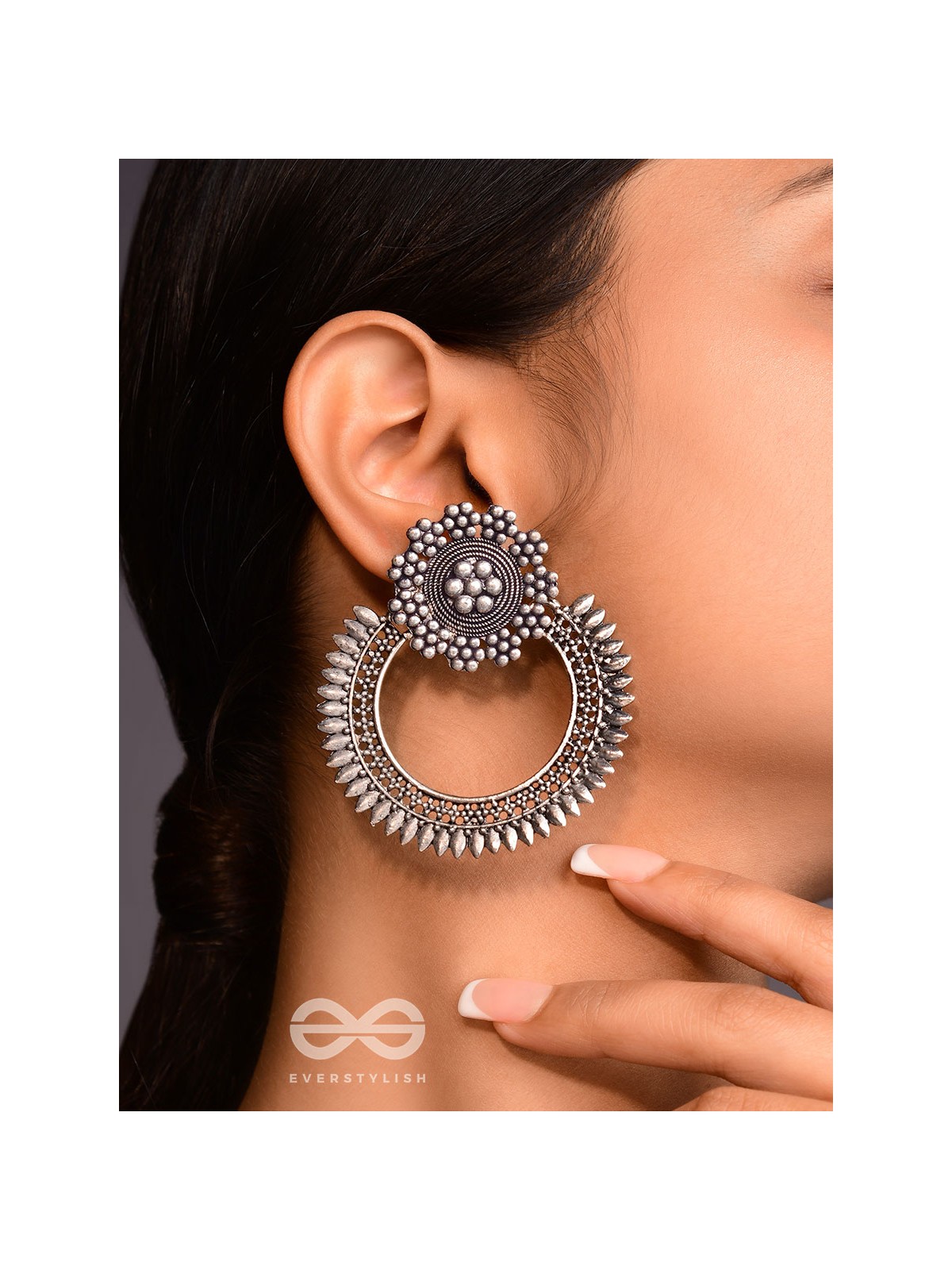 The Beauteous Eclipse - Oxidised Boho Earrings