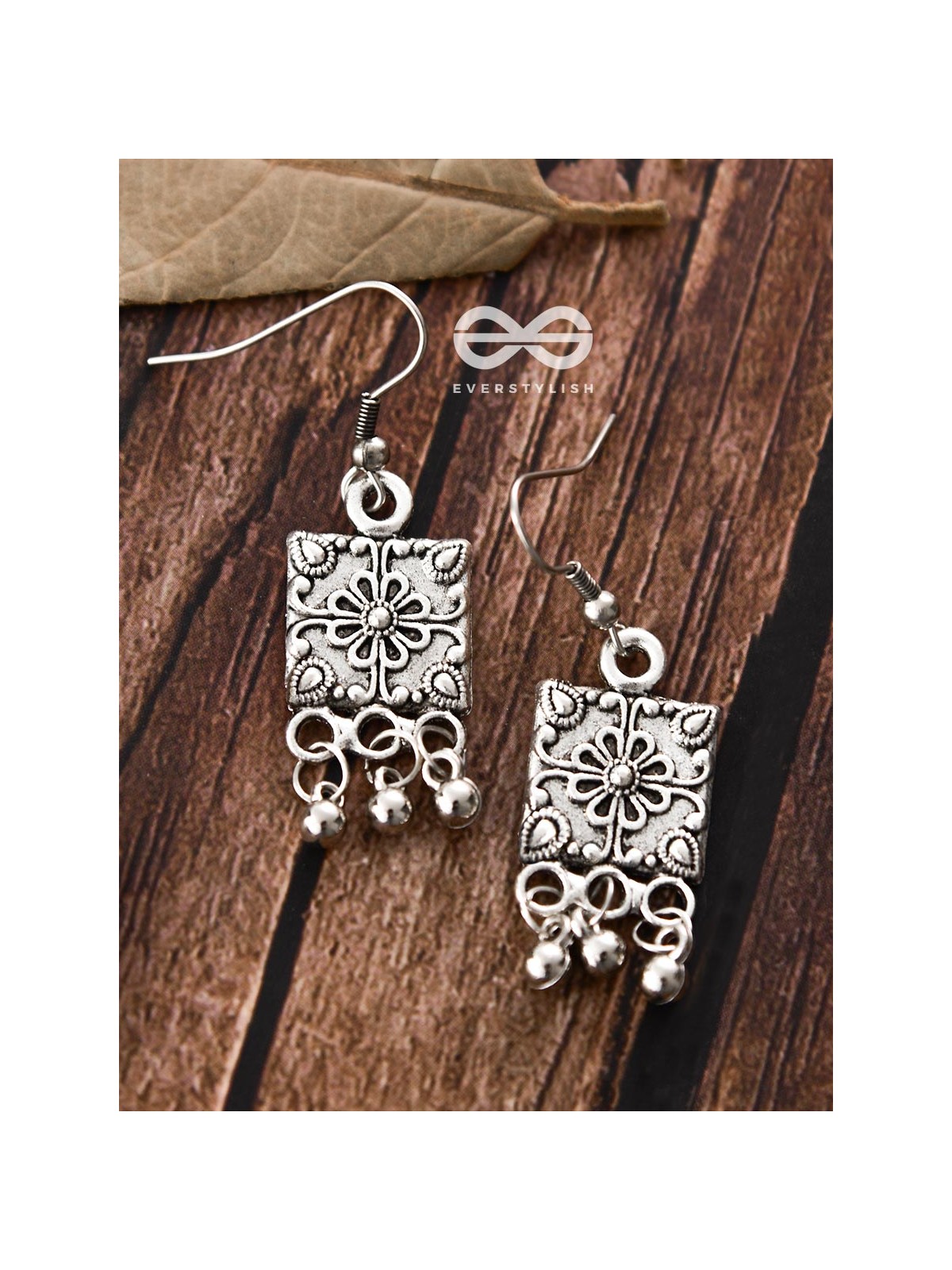 The Floral Square Danglers - Tiny Trinket Earrings