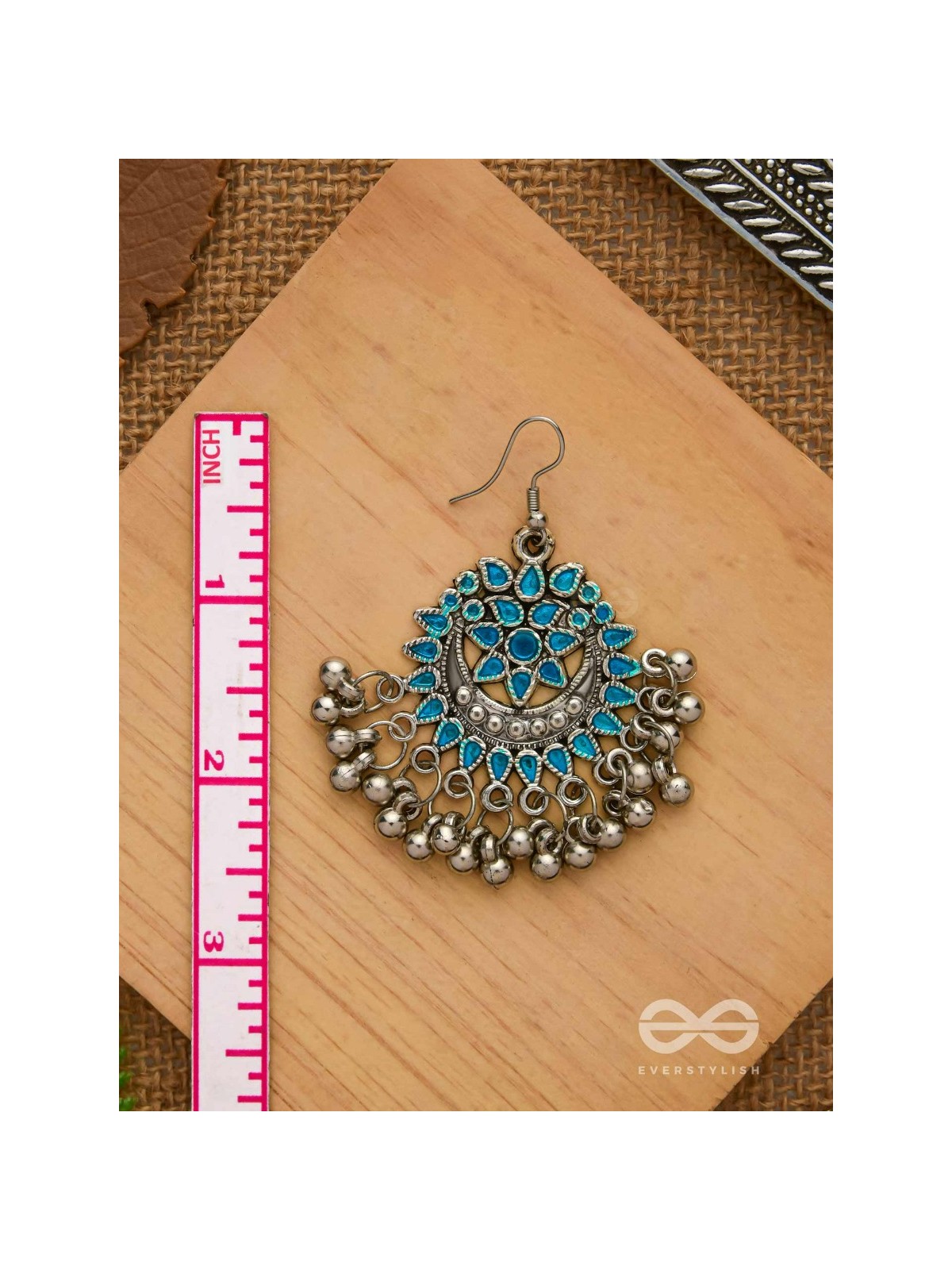 The Fabulous Floral Enamel Danglers (Carolina Blue) - The Embellished Oxidised Collection