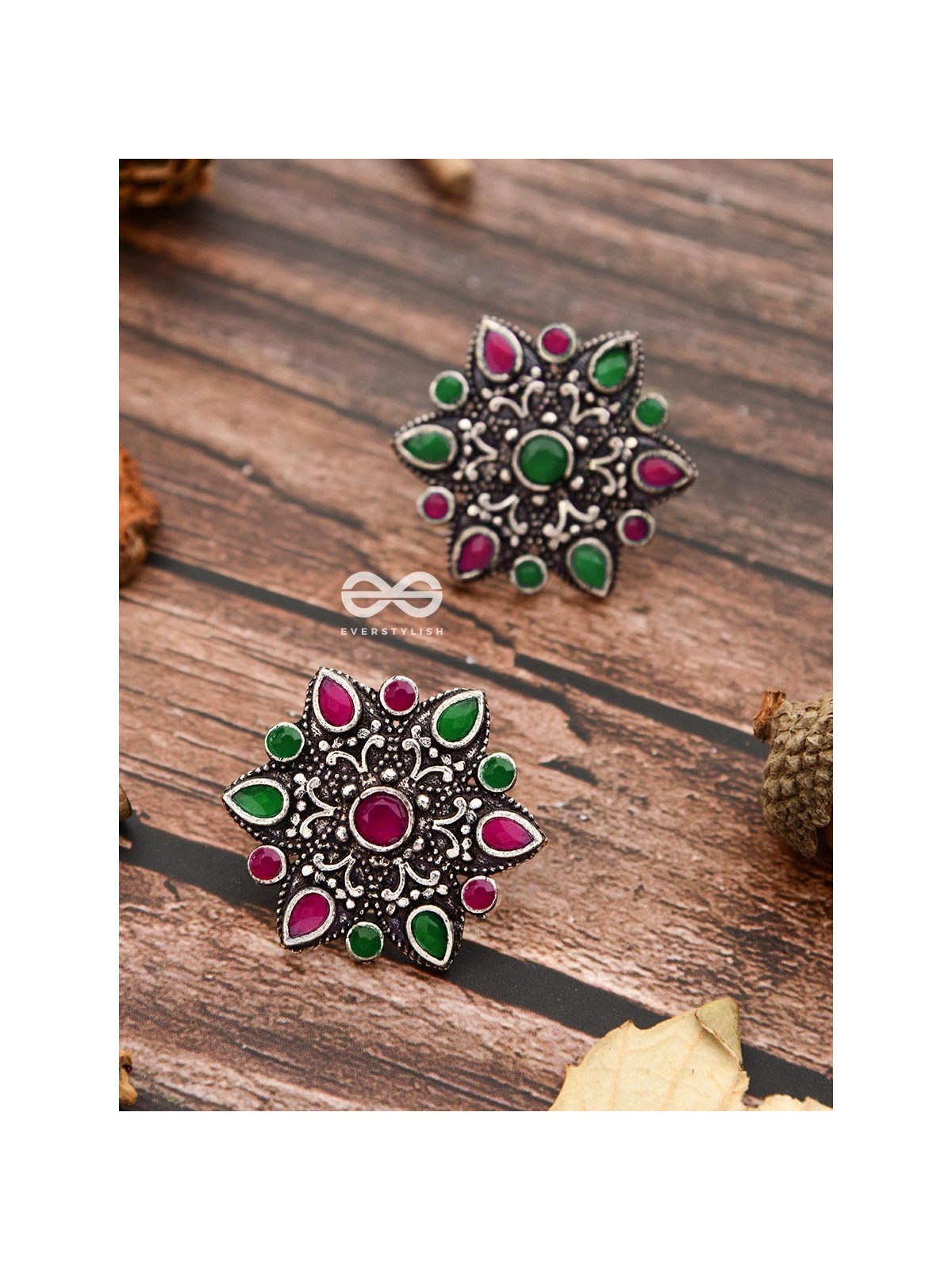 The Starry Diva Earrings - Mulitcolour - The Embellished Oxidised Collection