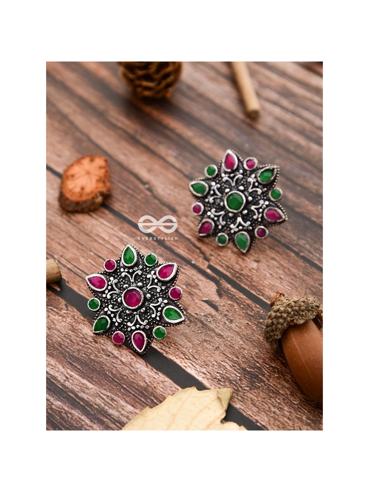 The Starry Diva Earrings - Mulitcolour - The Embellished Oxidised Collection