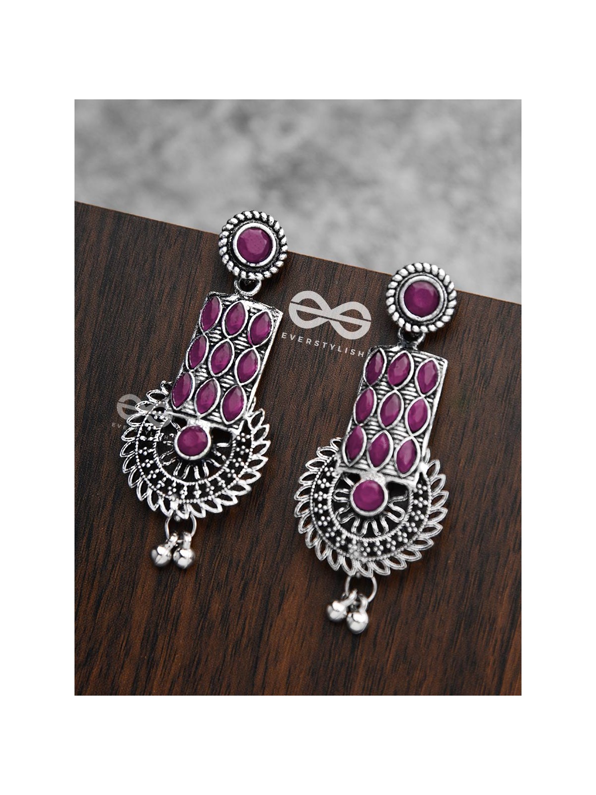 The Studded Artistry - Ruby Red - The Embellished Oxidised Collection