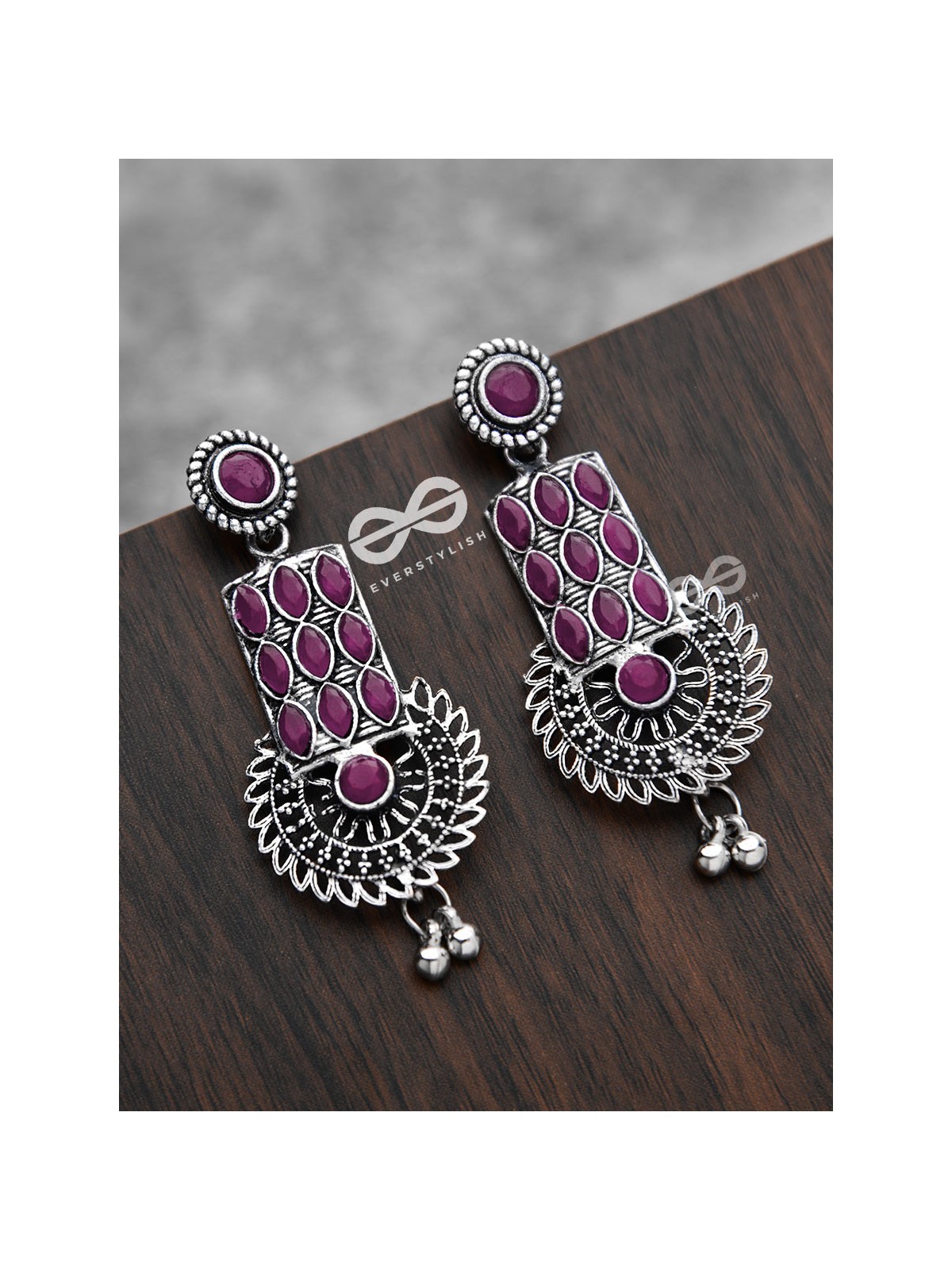The Studded Artistry - Ruby Red - The Embellished Oxidised Collection