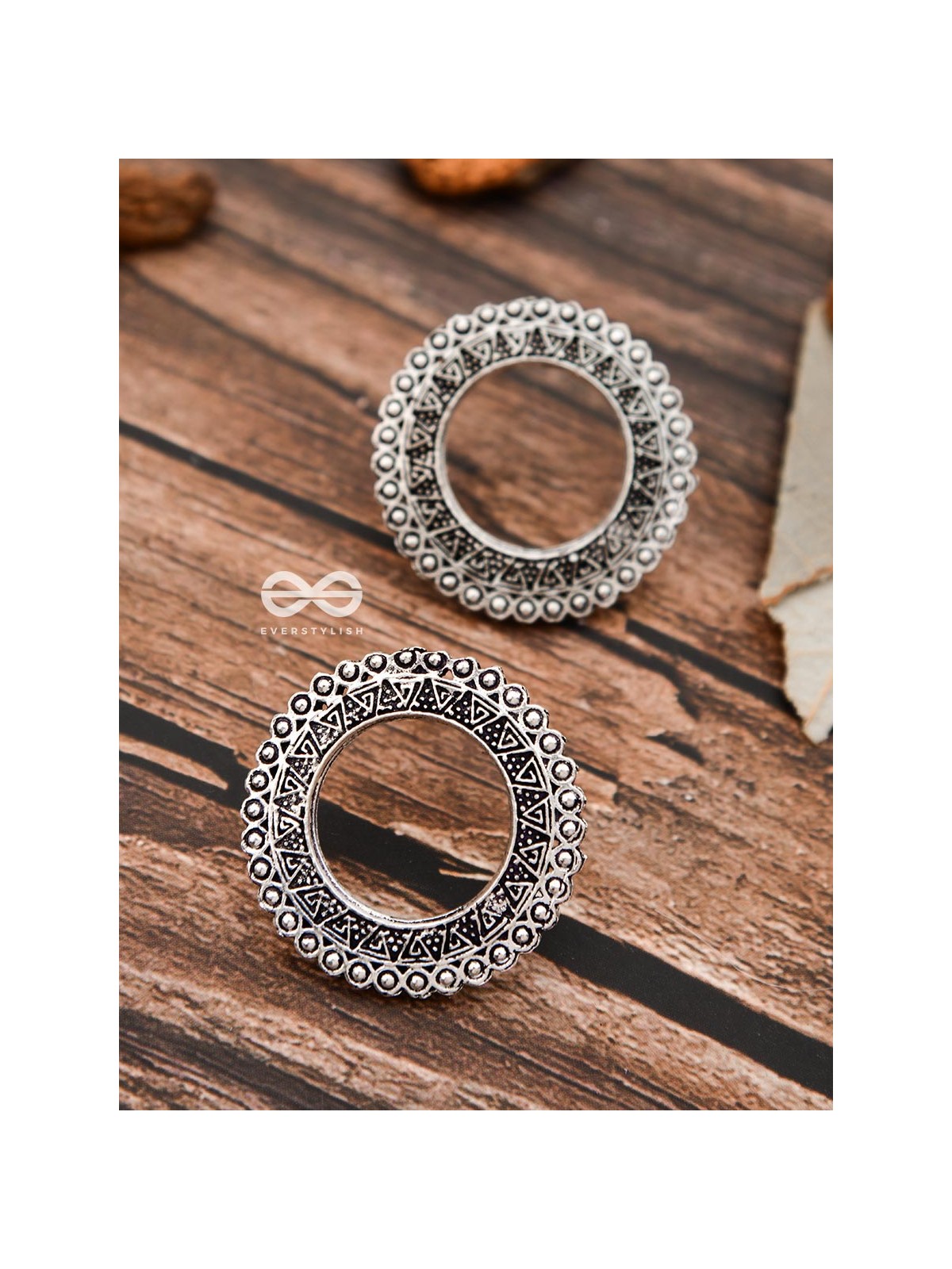 The Aztec Circles - Oxidised Boho Earrings