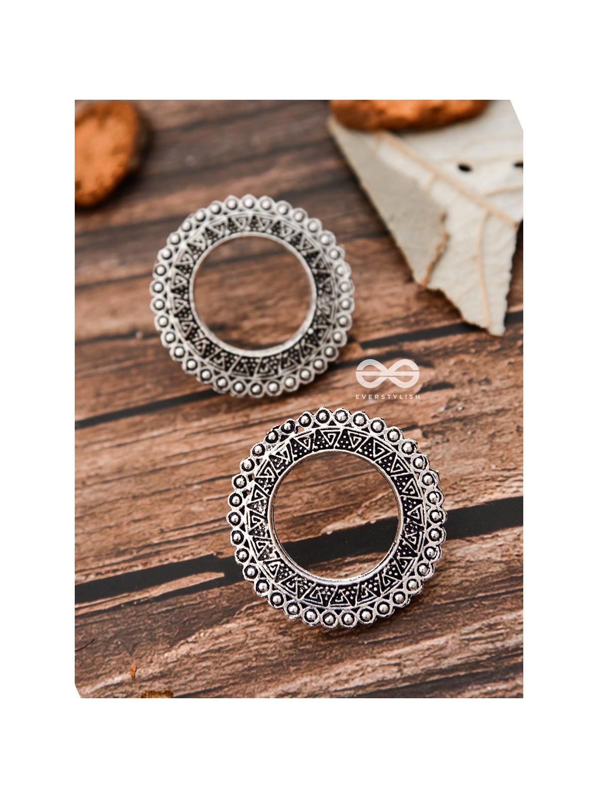 The Aztec Circles - Oxidised Boho Earrings