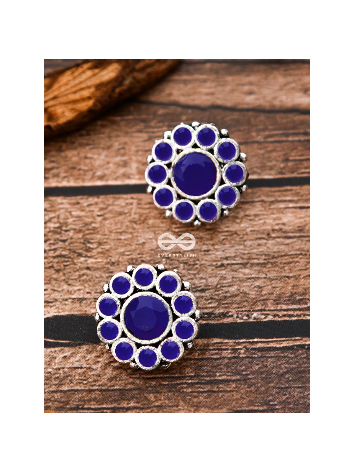 The Bling Button Studs - Sapphire Blue - Tiny Trinket Earrings