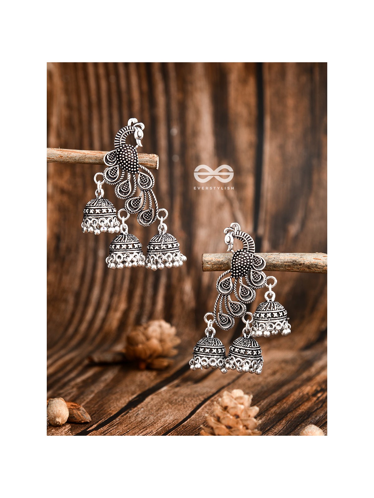 The Intricate Peacocks - Triple Boho Jhumki Earrings