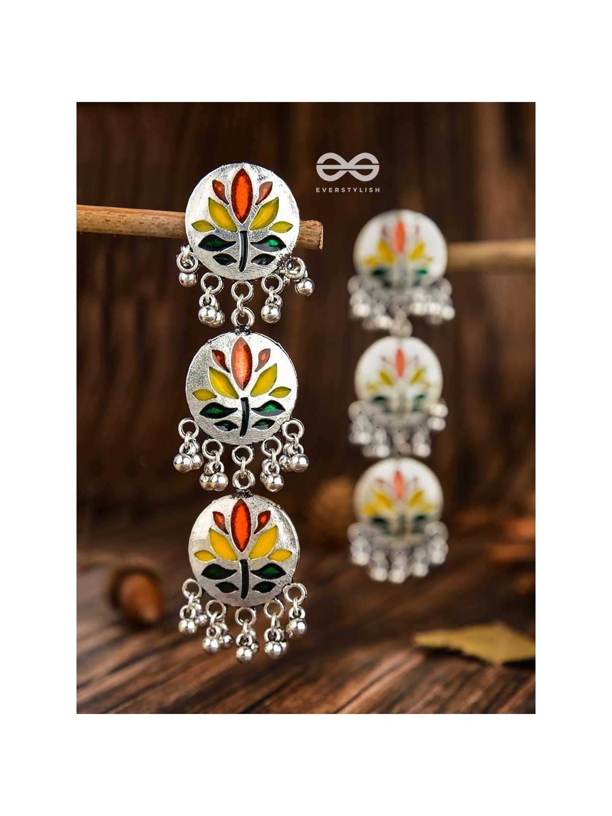 The Hand-crafted Beauty - Oxidised Meenakari Danglers