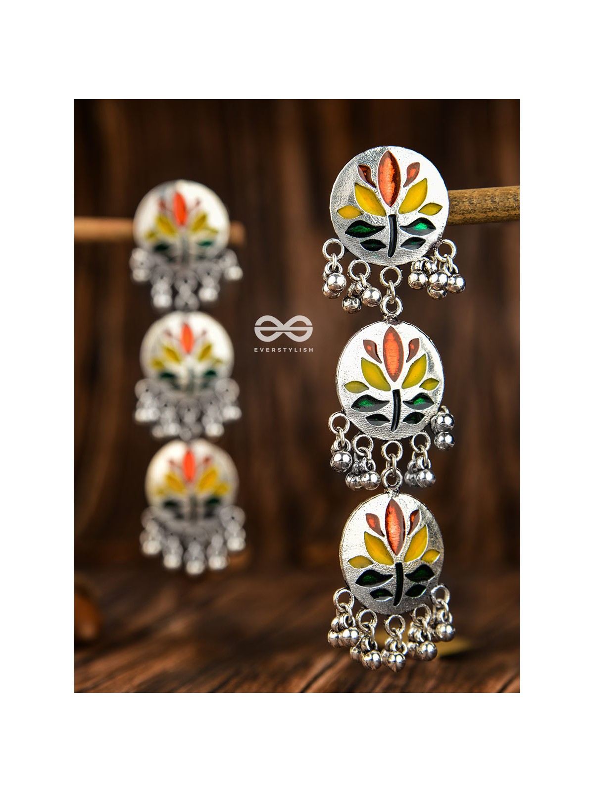 The Hand-crafted Beauty - Oxidised Meenakari Danglers