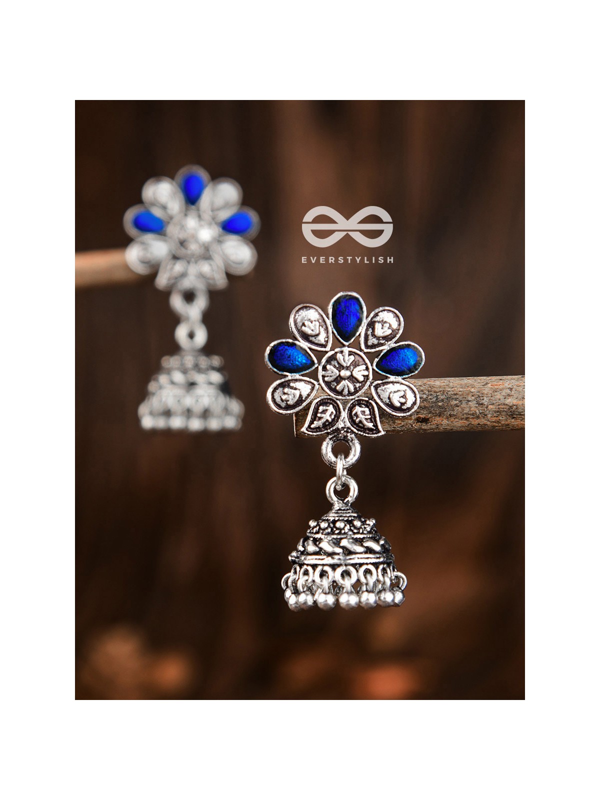 The Enamelled Floral Artwork ( Royal Blue) - The Embellished Oxidised Collection