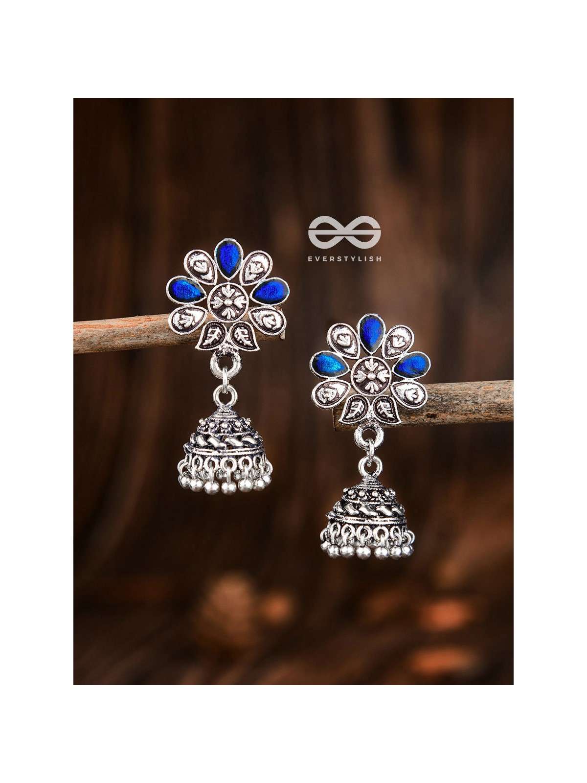 The Enamelled Floral Artwork ( Royal Blue) - The Embellished Oxidised Collection