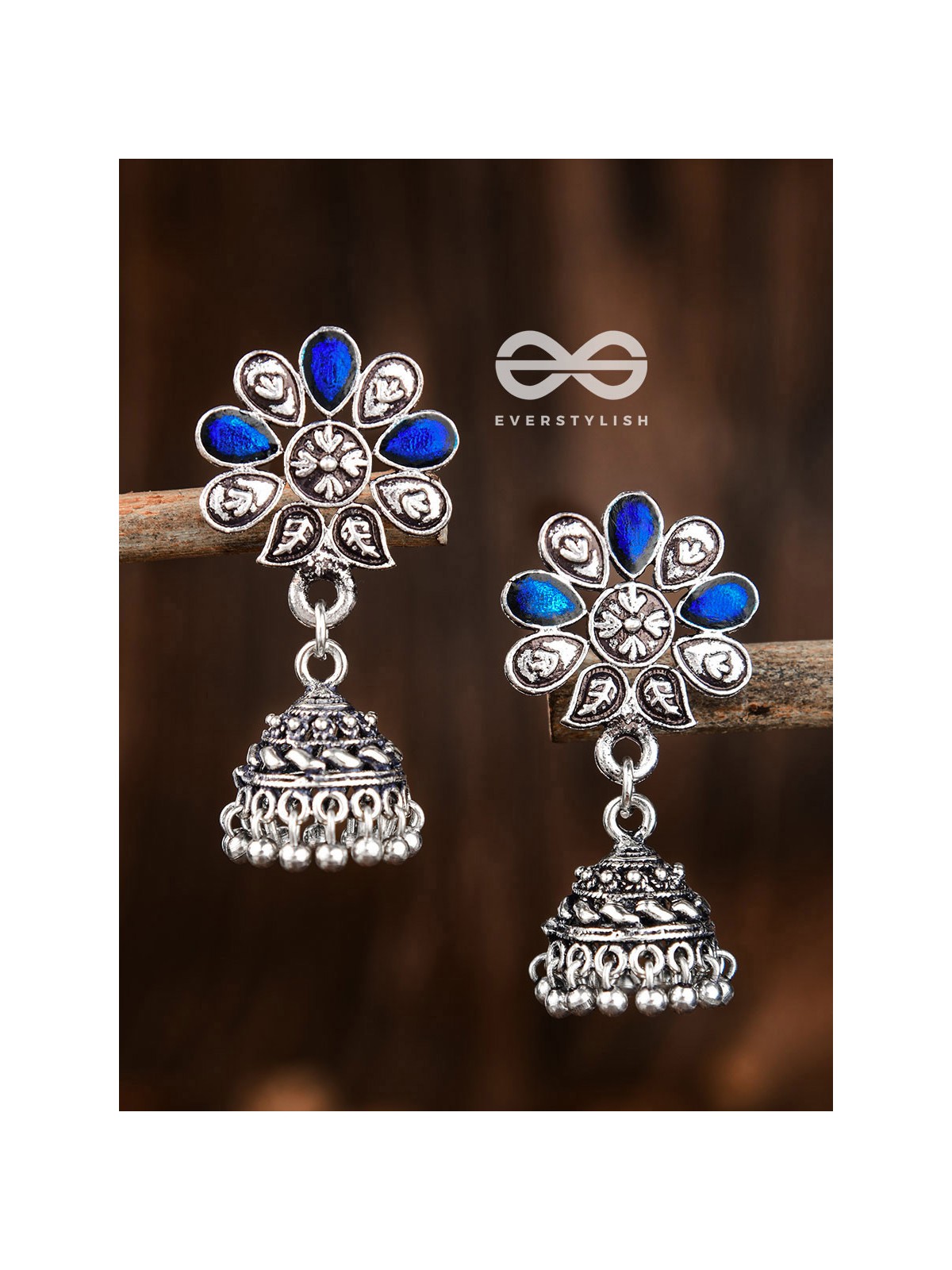 The Enamelled Floral Artwork ( Royal Blue) - The Embellished Oxidised Collection
