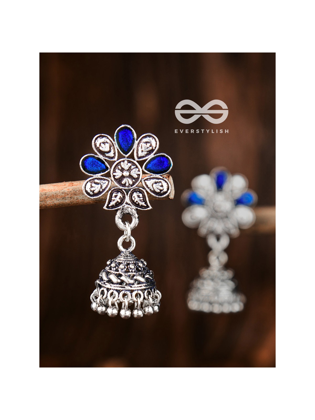 The Enamelled Floral Artwork ( Royal Blue) - The Embellished Oxidised Collection