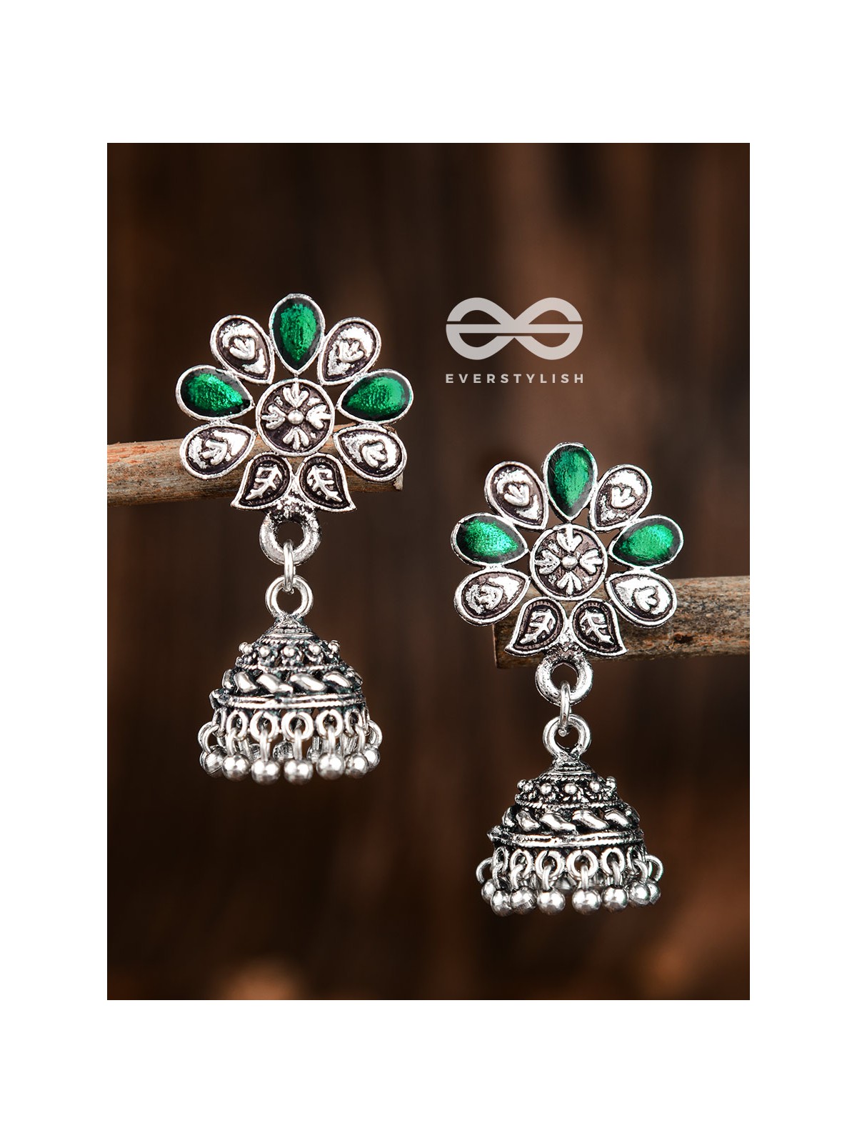 The Enamelled Floral Artwork (Emerald Green) - The Embellished Oxidised Collection