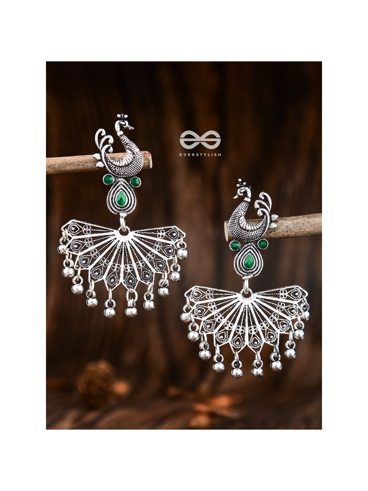 The Fabulous Fanning Peacock (Emerald Green) - Embellished Oxidised Collection