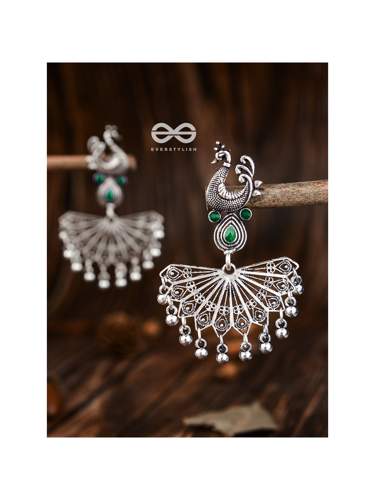 The Fabulous Fanning Peacock (Emerald Green) - Embellished Oxidised Collection