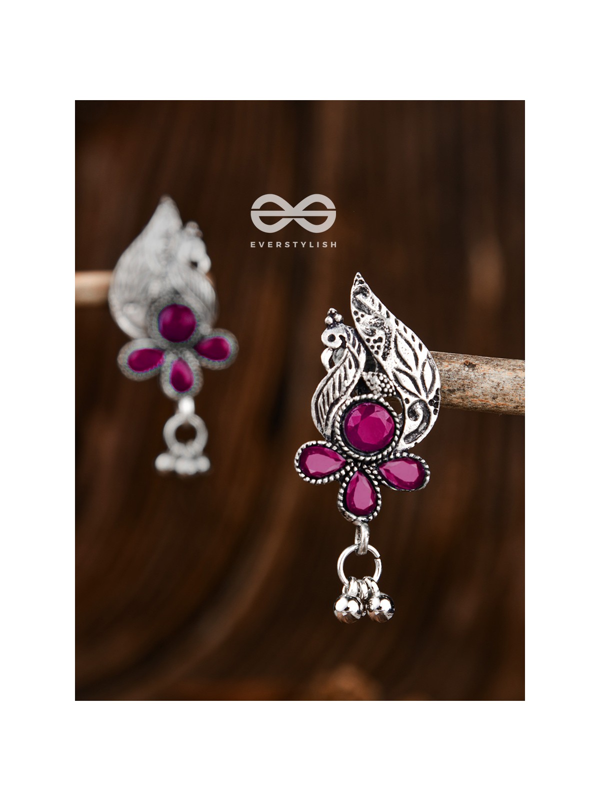 The Boho Peacocks (Ruby Red) - The Embellished Oxidised Collection