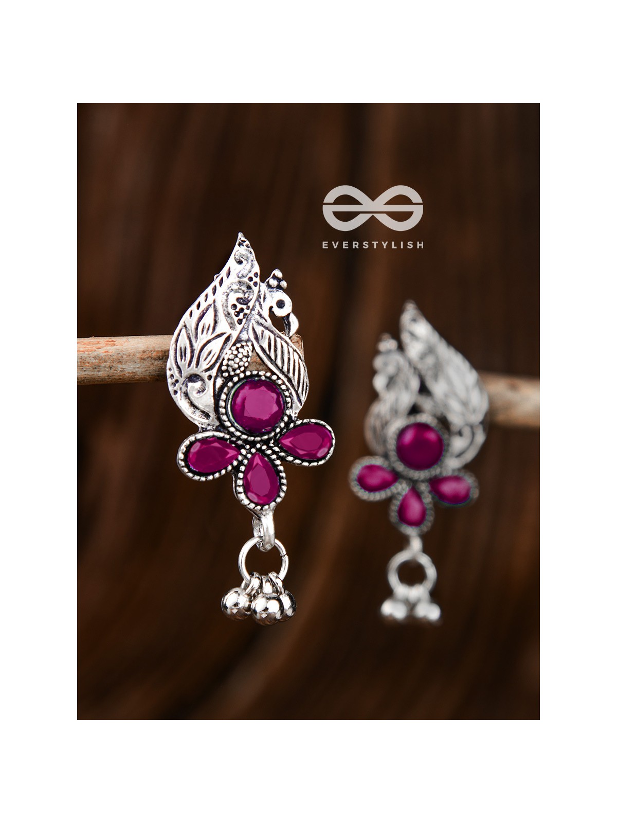 The Boho Peacocks (Ruby Red) - The Embellished Oxidised Collection