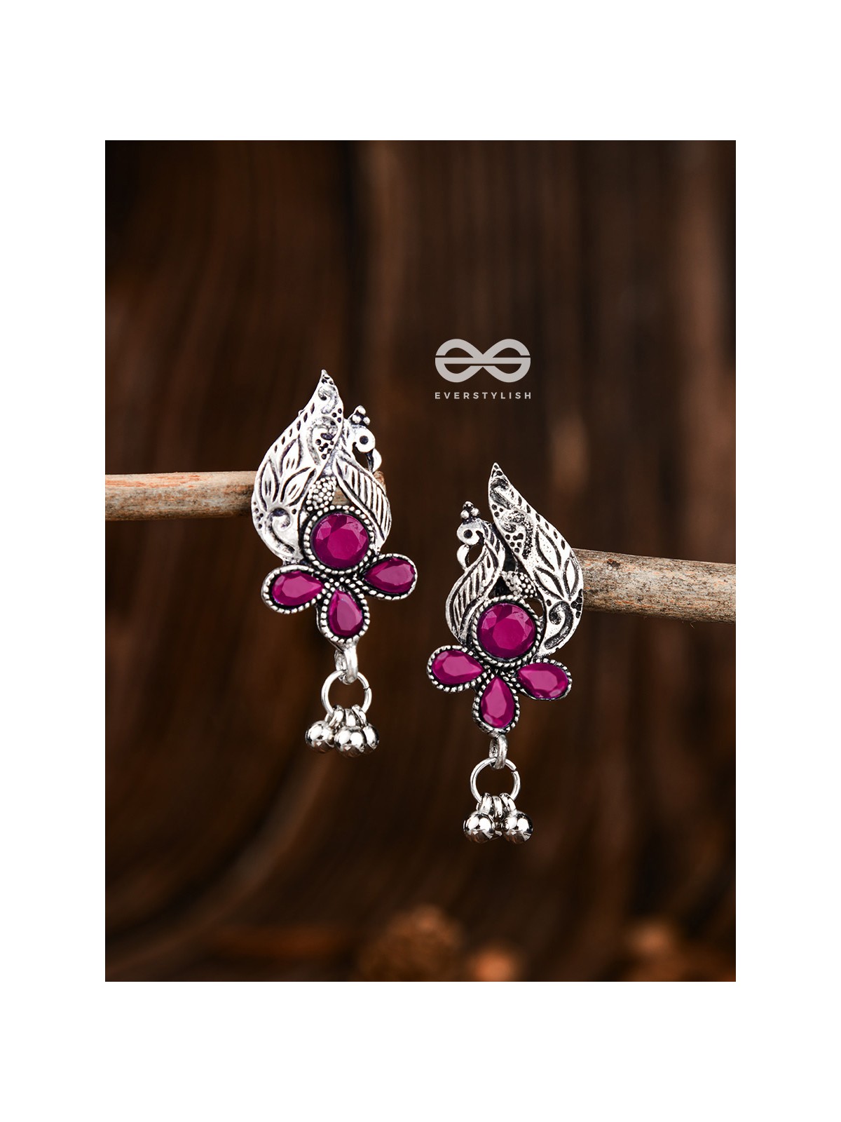 The Boho Peacocks (Ruby Red) - The Embellished Oxidised Collection