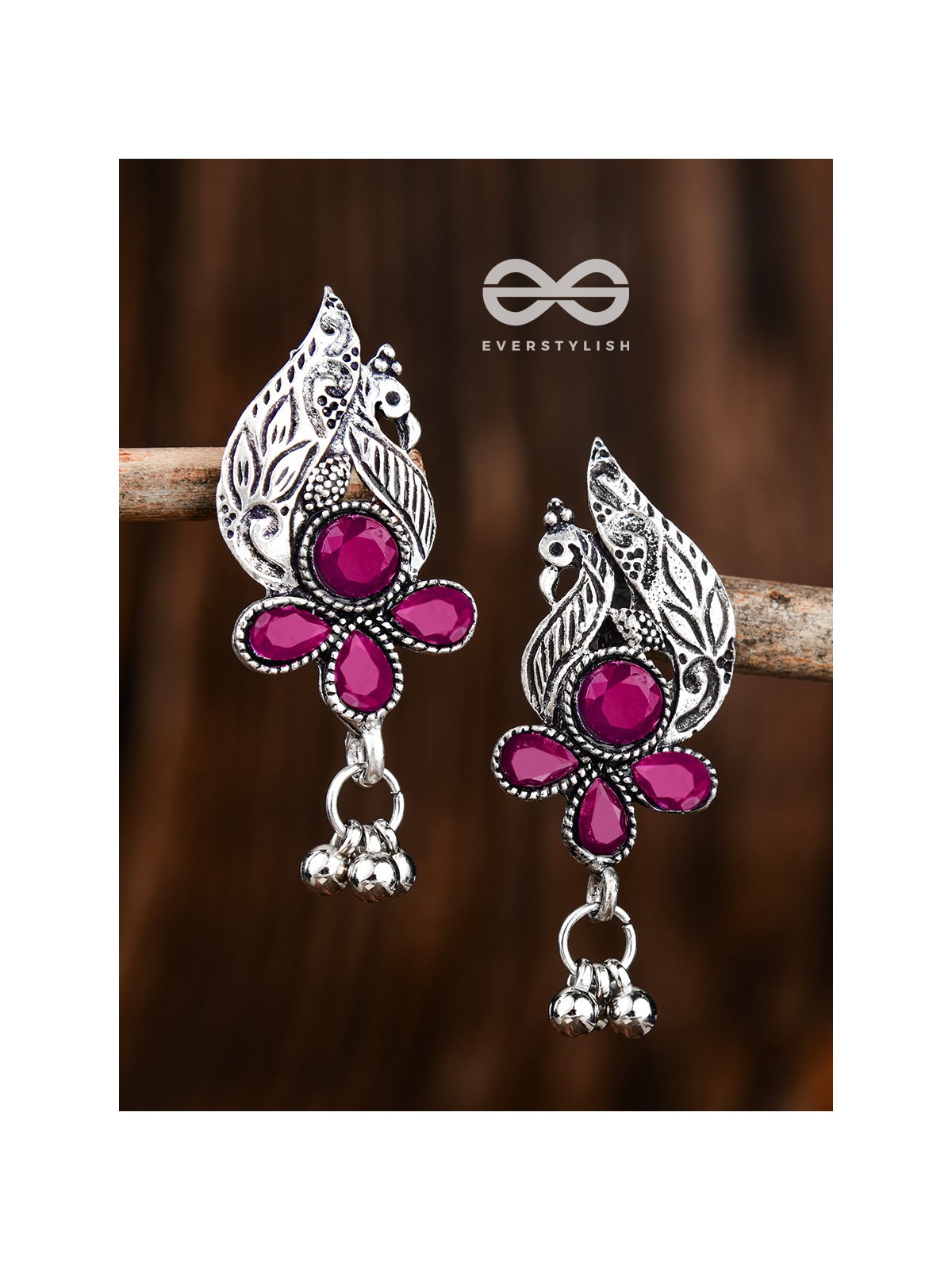 The Boho Peacocks (Ruby Red) - The Embellished Oxidised Collection