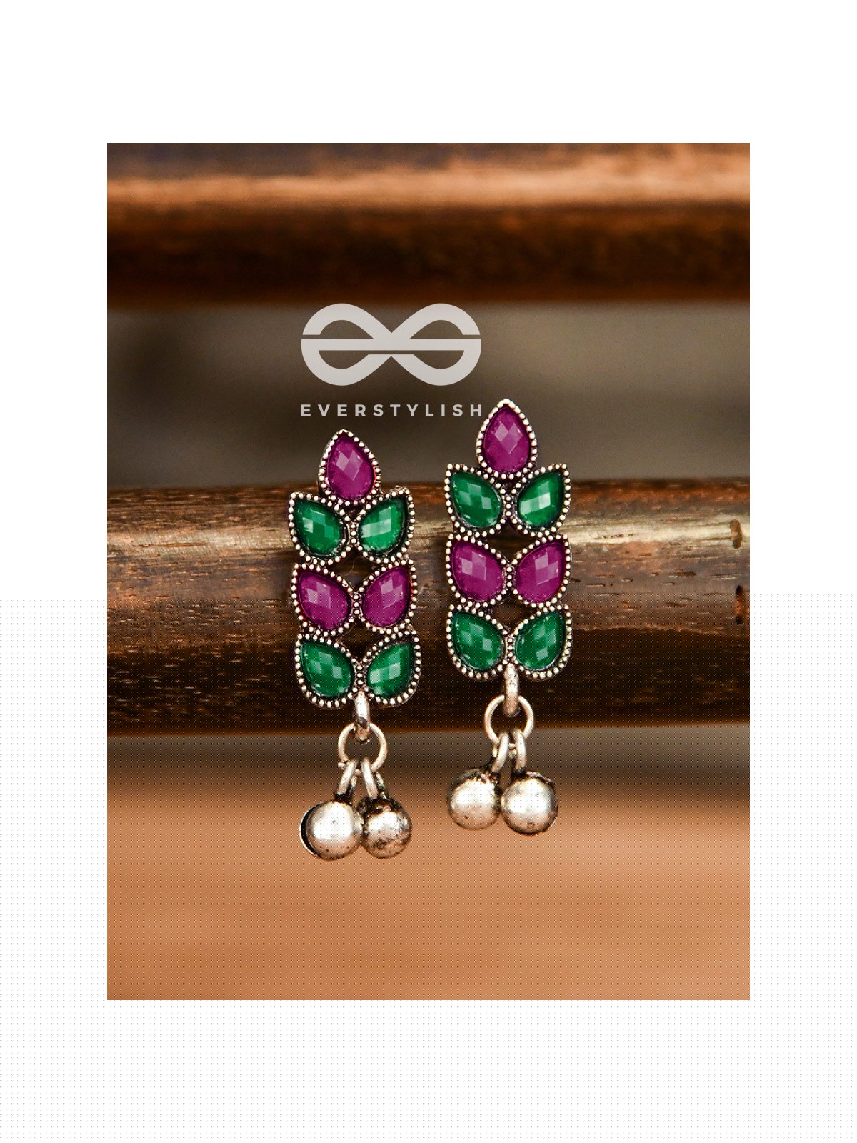 The Olive Branch Studs (Ruby-Emerald) - The Melodious Ghungroo Collection