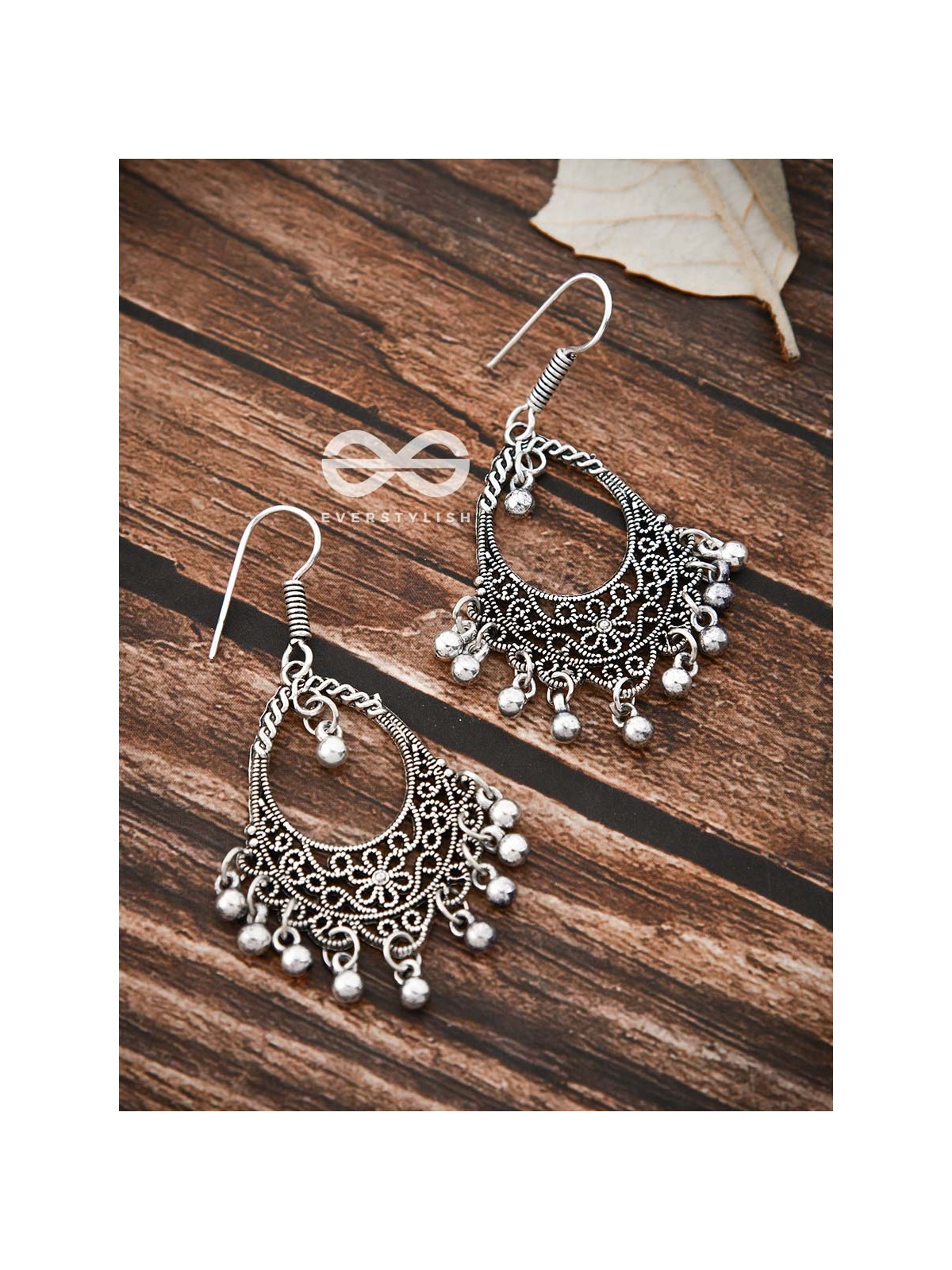 The Shimmery Florals - Oxidised Boho Earrings