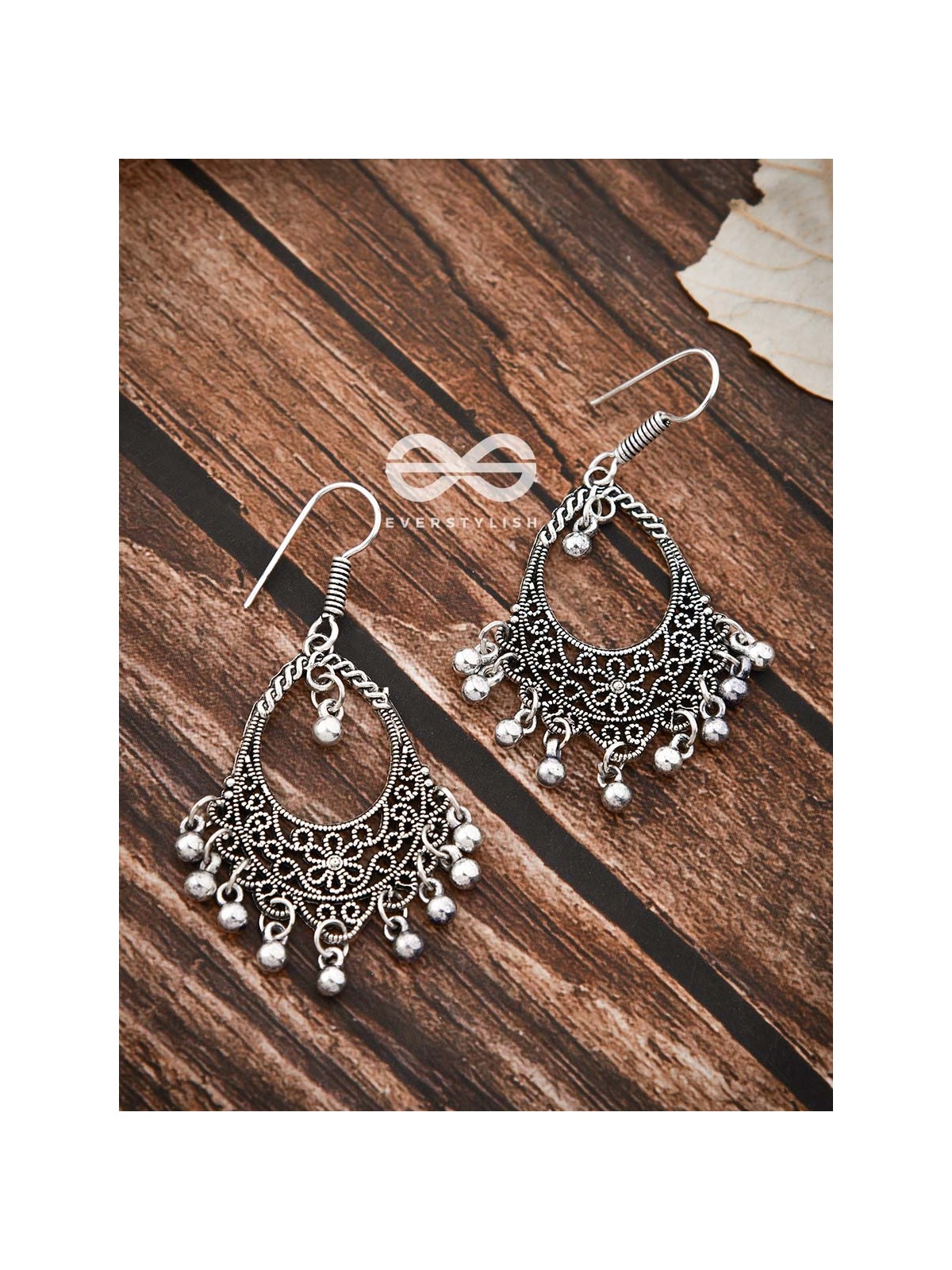 The Shimmery Florals - Oxidised Boho Earrings