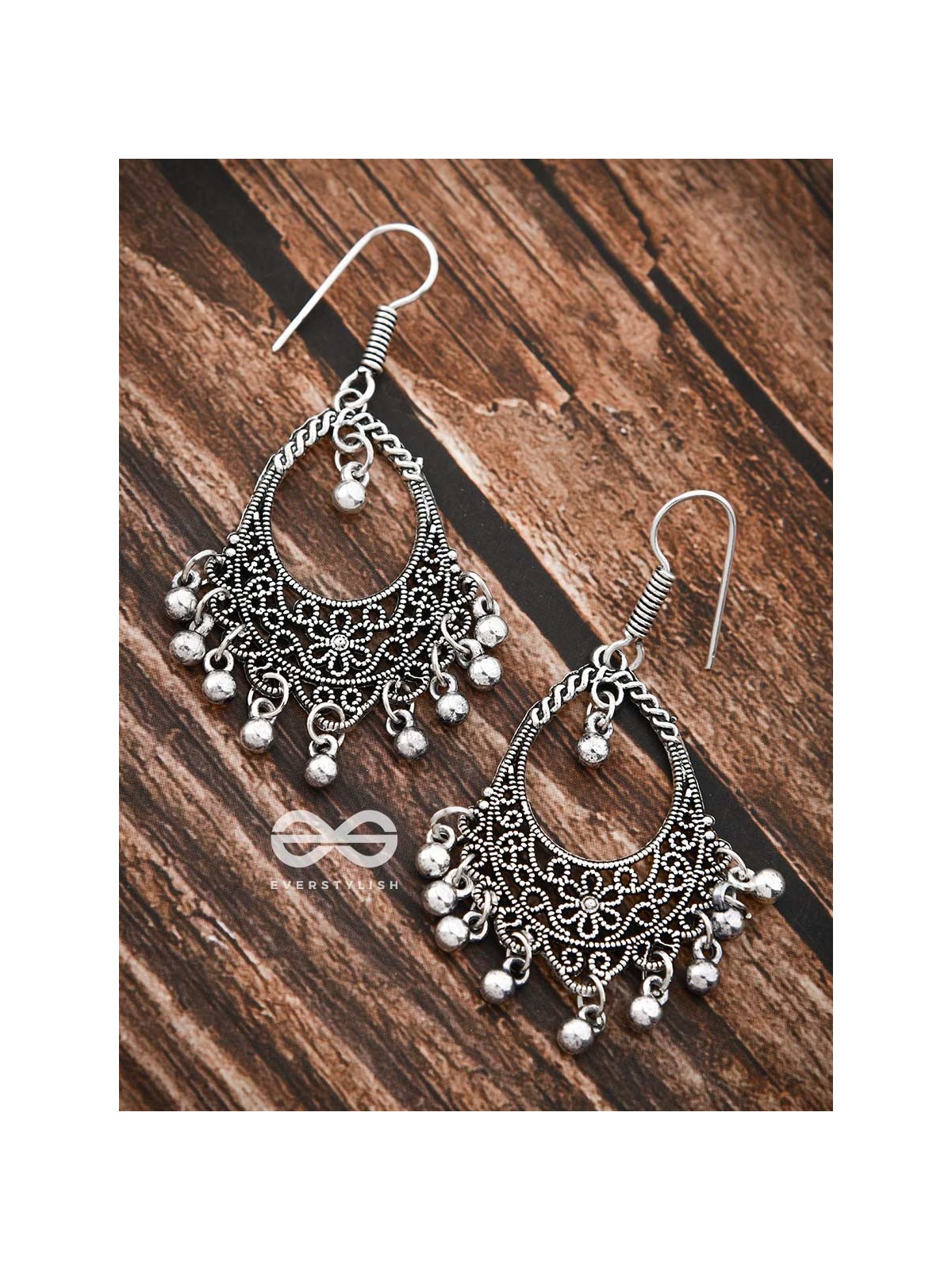 The Shimmery Florals - Oxidised Boho Earrings