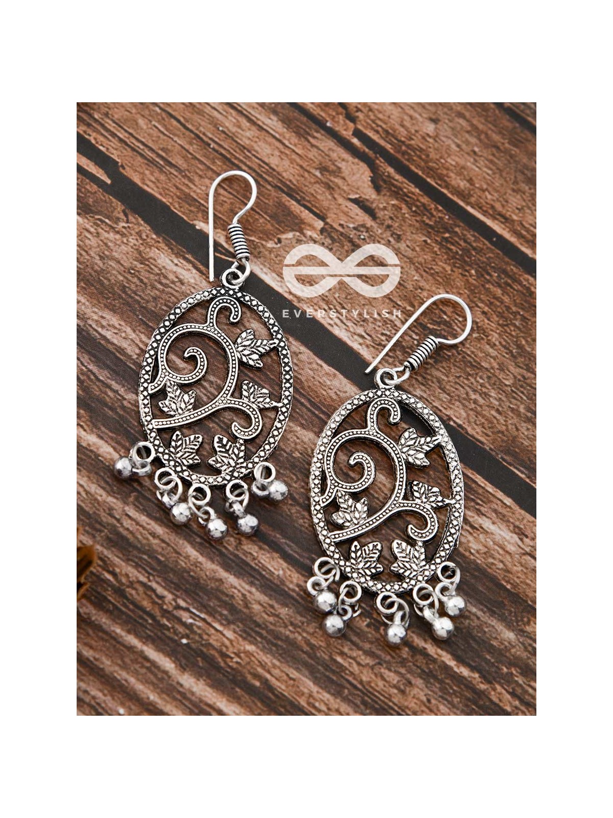 The Vintage Leaf Artwork - Oxidised Boho Earrings
