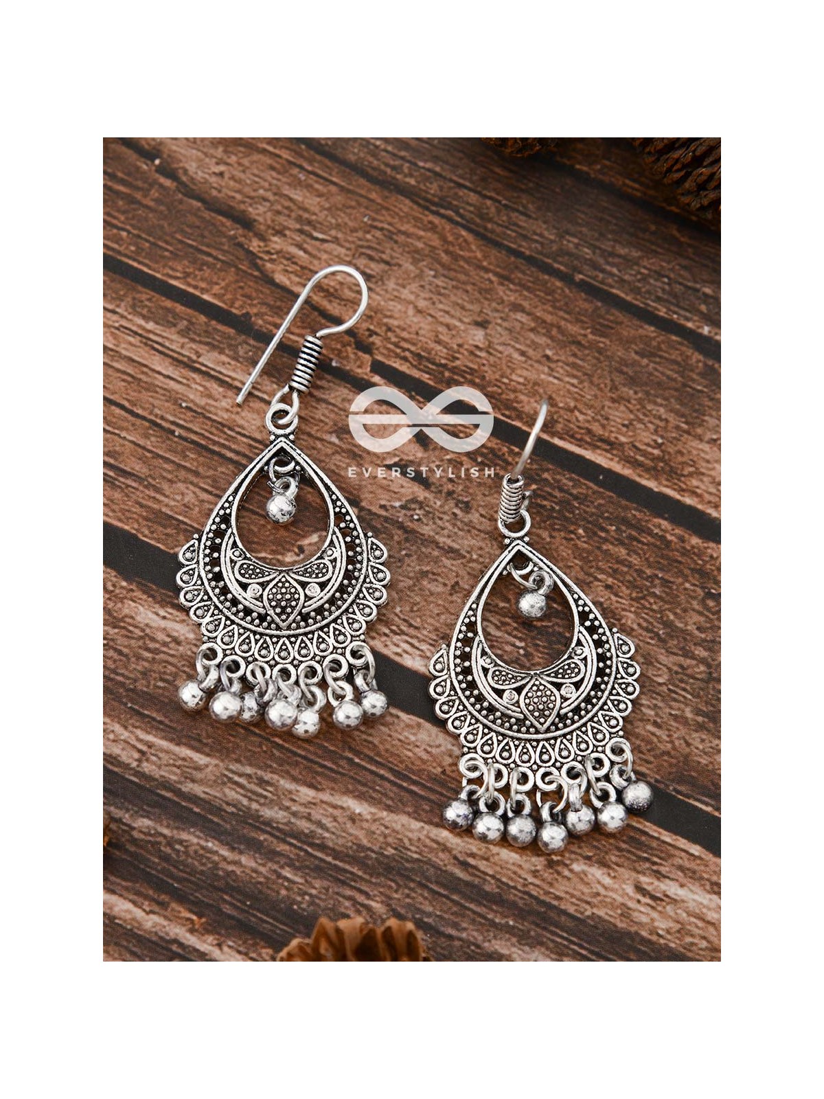 The Intricate Drop Motifs - Oxidised Boho Earrings