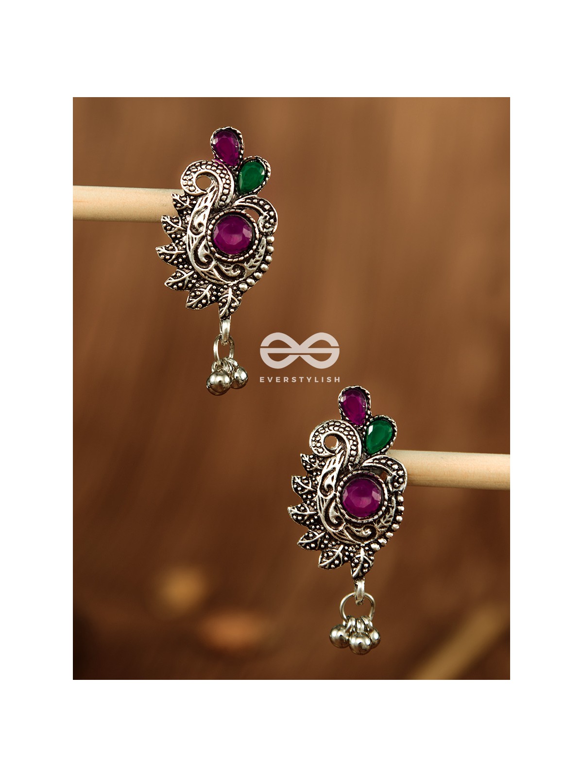 The Shimmery Motif Studs (Multicoloured) - Embellished Oxidised Collection