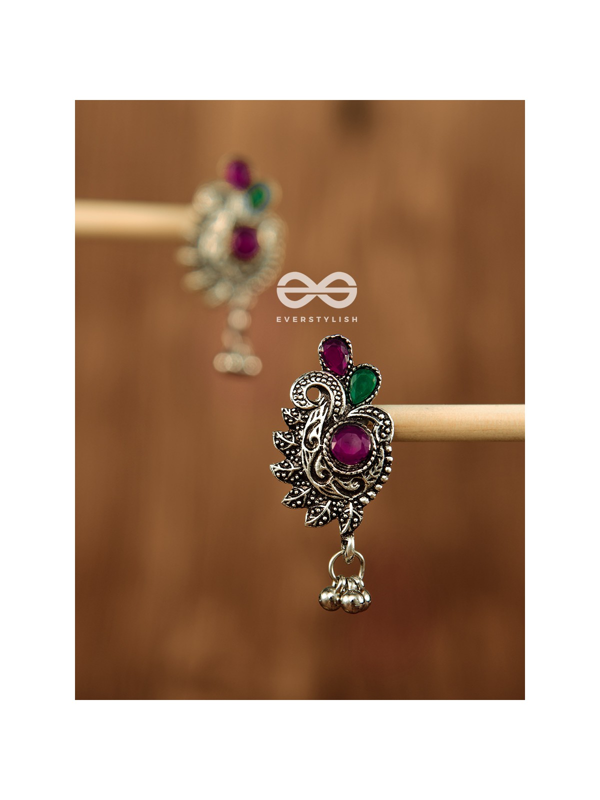The Shimmery Motif Studs (Multicoloured) - Embellished Oxidised Collection